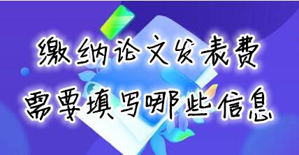 缴纳论文发表费需要填写哪些信息